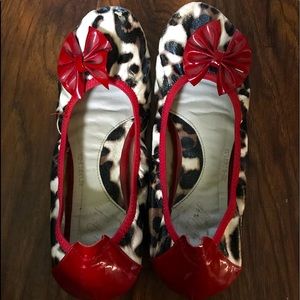 Red and Leopard print flats